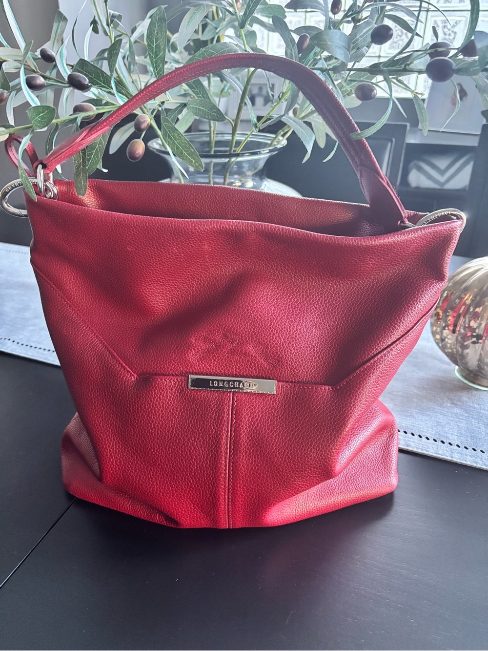 Longchamp Foulonne Hobo Leather Shoulder Bag - Picture 3 of 16